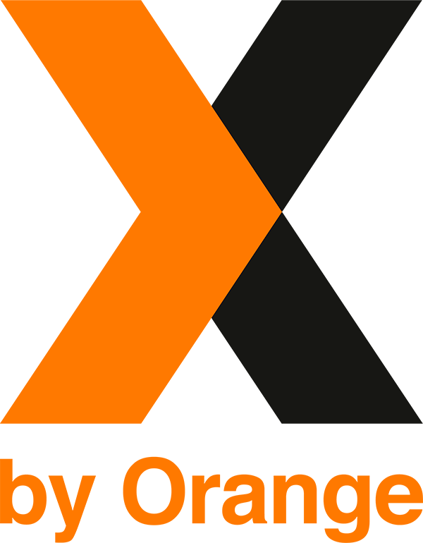 x by orange logo